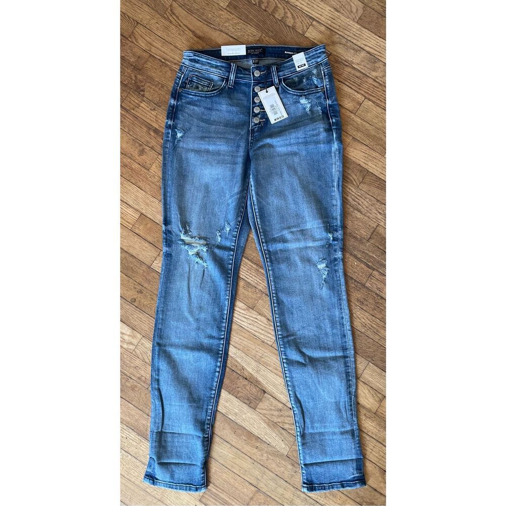 Judy Blue 5/27 Multi Button Boyfriend Fit Jeans High Waist New